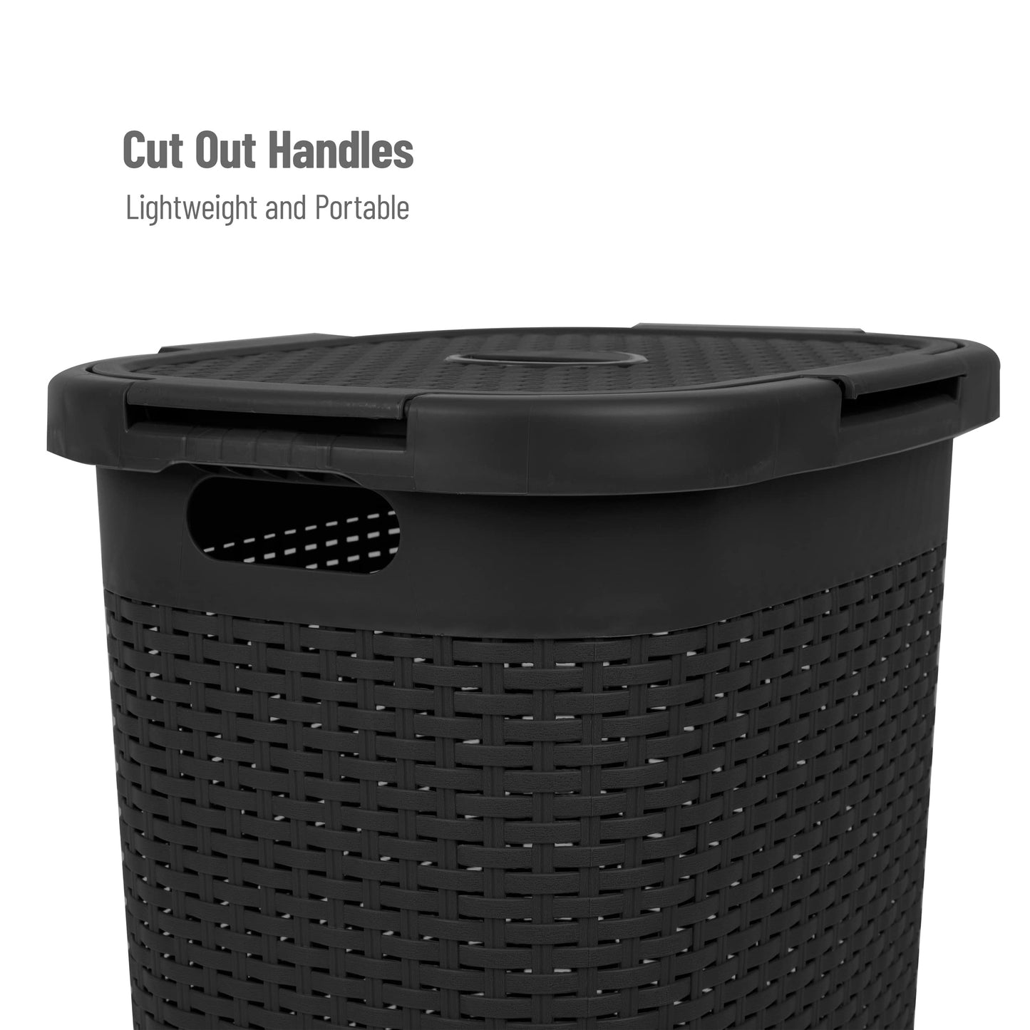 Mind Reader Slim Laundry Hamper with Lid, 60L Tall Clothes Basket, Narrow Tapered Design for