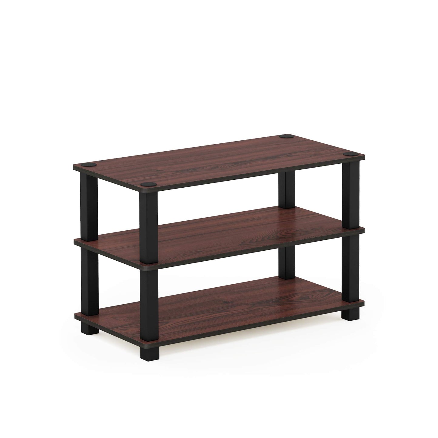 Furinno Turn-S-Tube 3-Tier Shoe Rack, Dark Cherry/Black