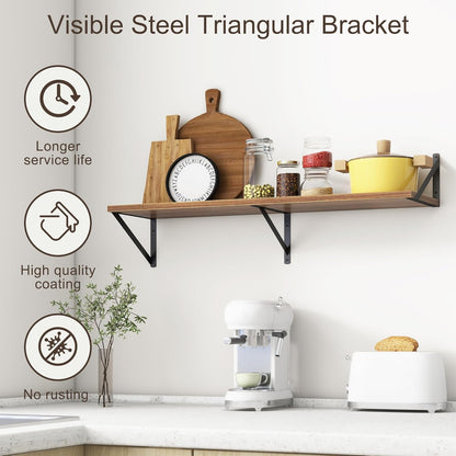 36"W x 10"D Floating Shelves, 10 Inch Deep Walnut Floating Shelves, Farmhouse Rustic Deep Wall Shelves for Home Decor, Wide Large Floating Shelf for Bathroom, Living Room, Kitchen, Study Room