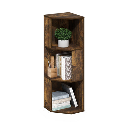 Furinno ECON Corner Shelf, 3-Tier Corner Book Shelf, Standing Storage Shelves, Cube Display Rack