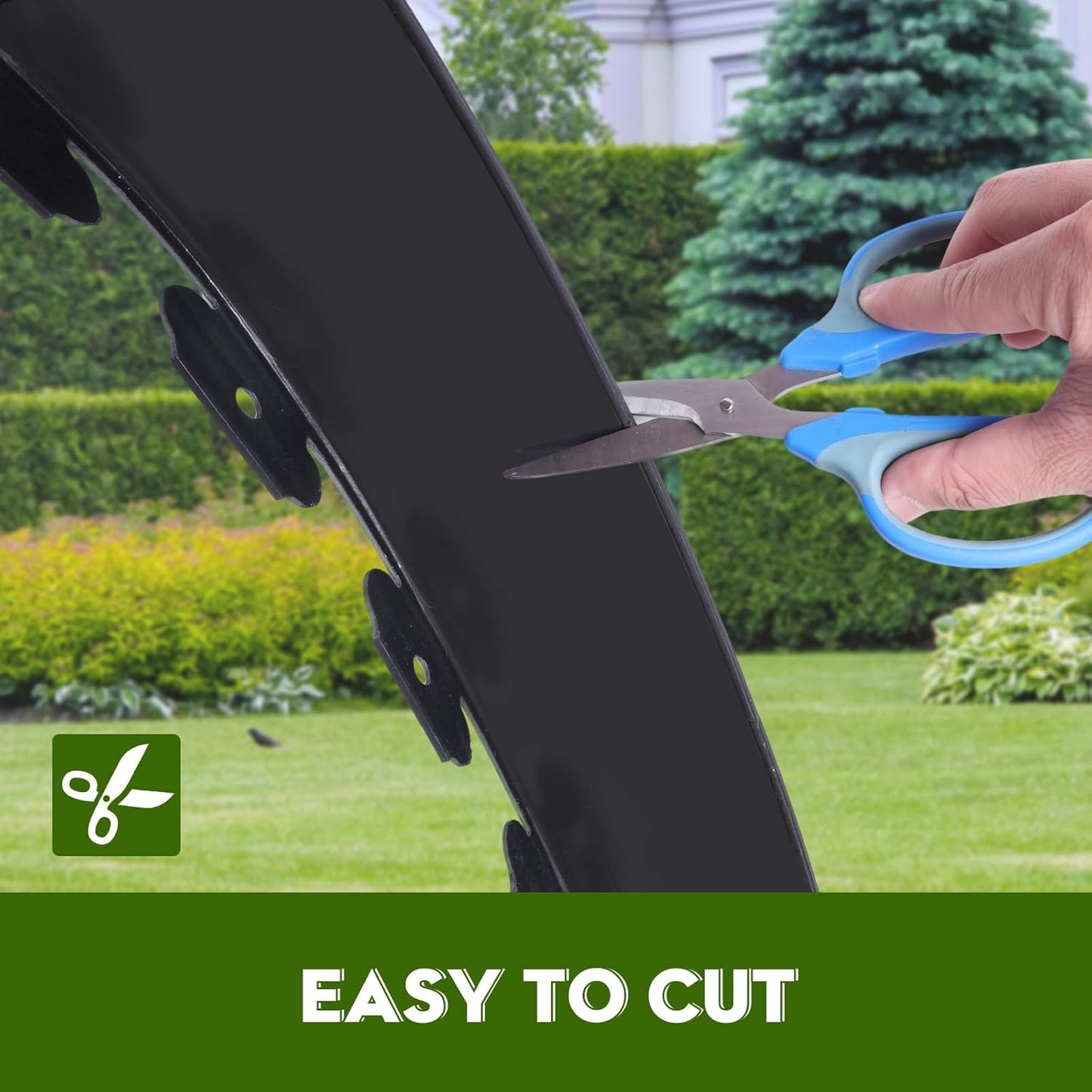 No Dig Landscape Edging 2" x 98.4FT Kit, Plastic Edging for Landscaping with 300 Spikes, for Garden, Lawn, Flower Beds and Yard, Black