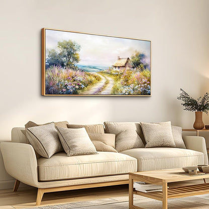 ZUITINGHUA Wood Framed Canvas Wall Art For Living Room Wall Decor For Bedroom Office Wall Decoration Country Road Landscape Paintings Farmhouse Pictures Artwork Room Aesthetic Home Decor 20x40 In