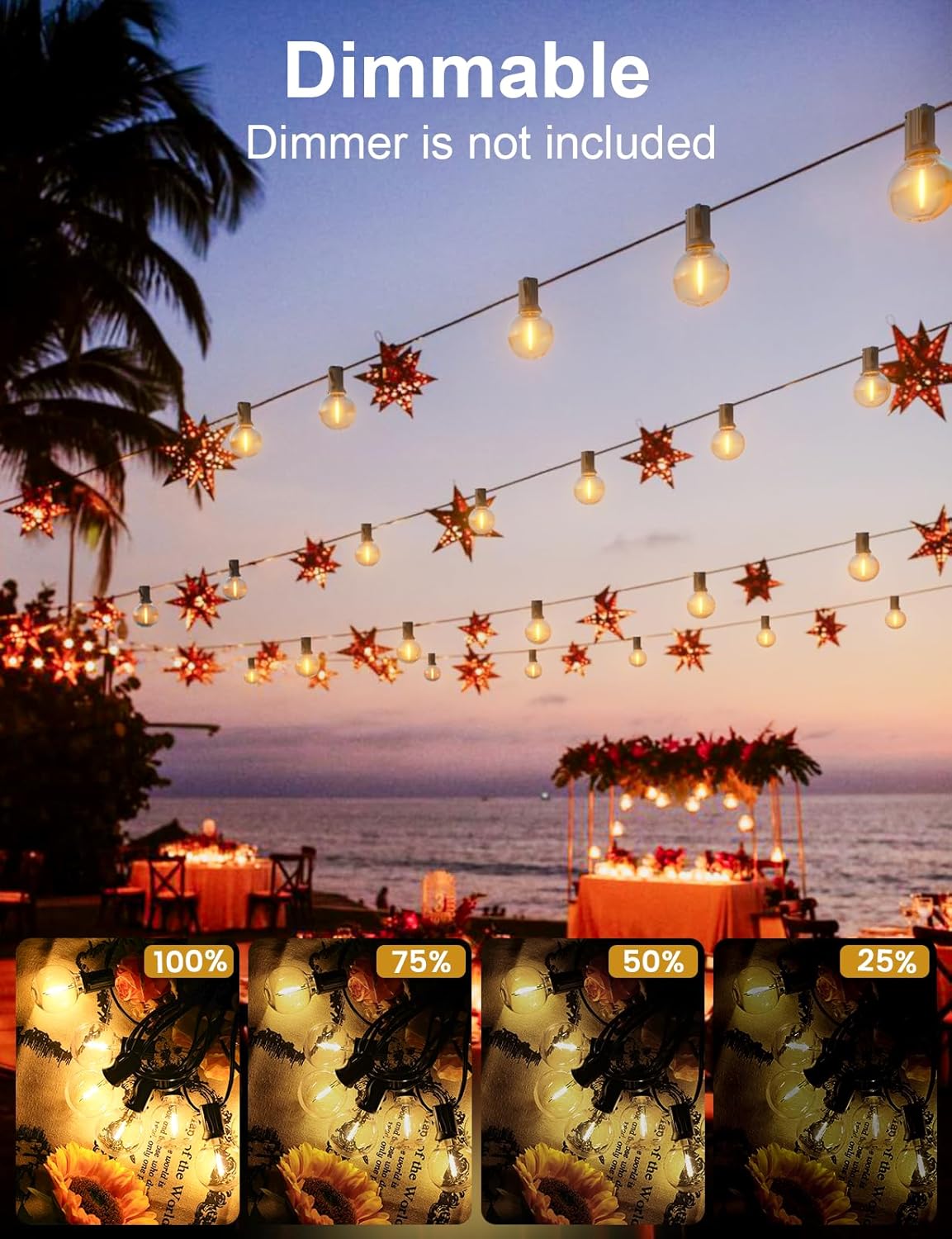 RTTY Outdoor String Lights 200 FT Globe LED Patio Lights with G40 Plastic Bulbs,Waterproof Shatterproof Dimmable Connectable Hanging for Backyard Porch Balcony Party Cafe Deck Decor