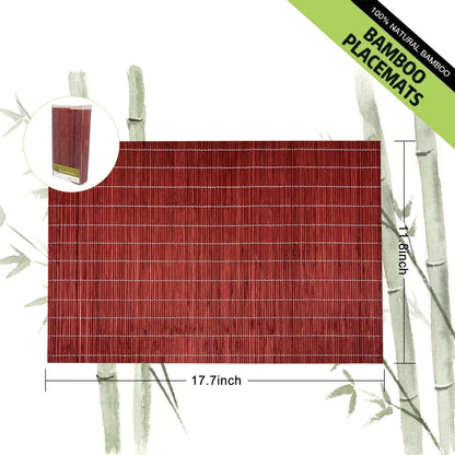 ANDSTAR Set of 8 Pcs Bamboo Placemats Natural Anti-Slip Bamboo Placemats Washable Heat-Resistant Table Mats for Dining Room and Kitchen （Red）