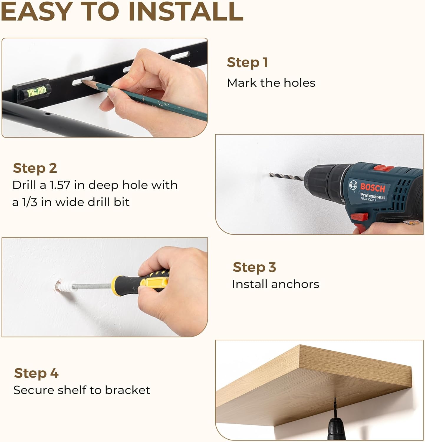 Dreamland 32 Inches Floating Shelves for Wall, 9.3" Deep Long Floating Shelves Set of 2, Large Display & Storage Shelf, Wall Shelf for Bathroom Bedroom Living Room Kitchen Office, Oak