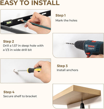 Dreamland 36 Inches Floating Shelves for Wall, 9.3" Deep Long Floating Shelves Set of 2, Large Display & Storage Shelf, Wall Shelf for Bathroom Bedroom Living Room Kitchen Office, Oak