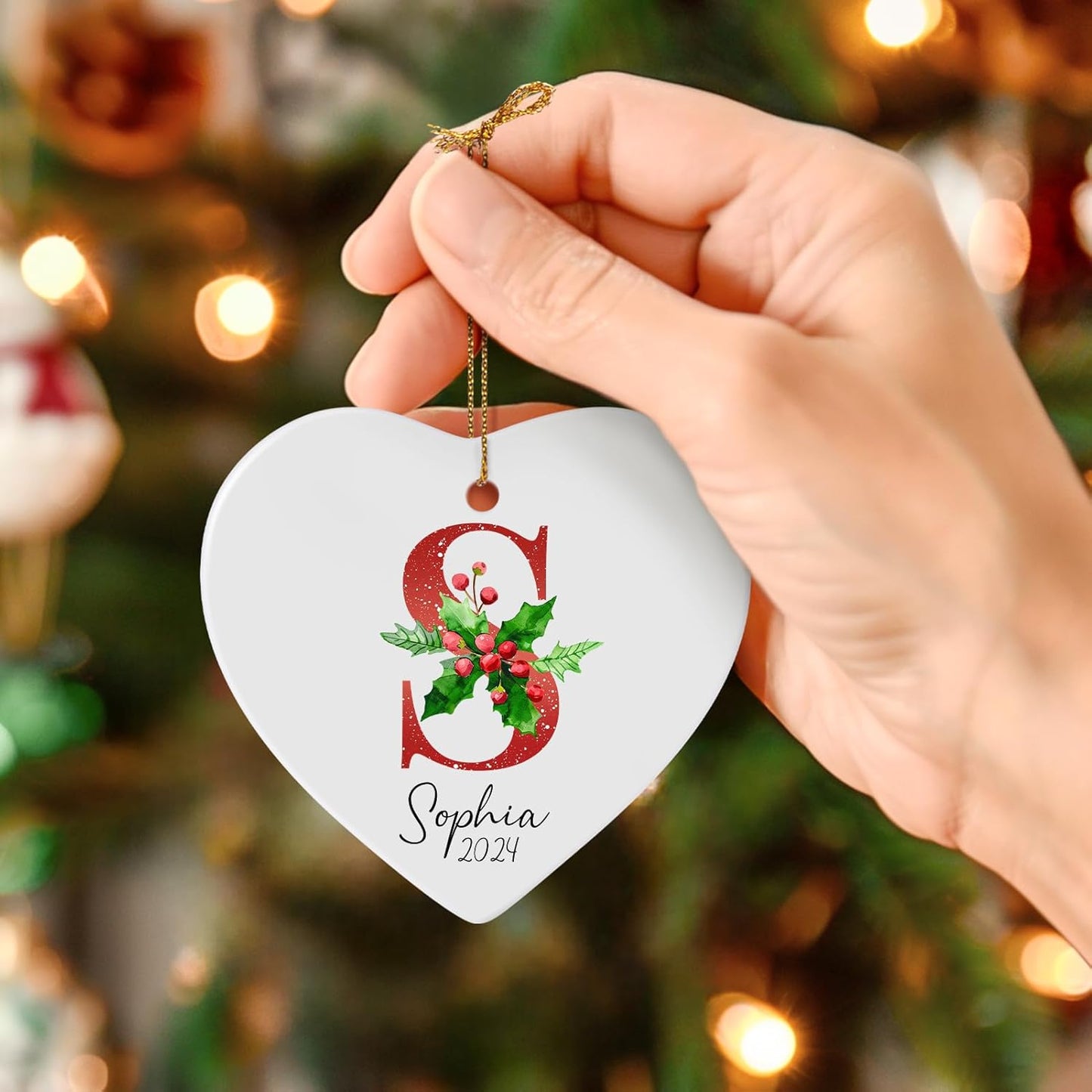 Name Ornaments for Christmas Tree, Personalized Christmas Ornaments, Custom Initial A-Z Monogram Ceramic Ornament 2025, Customized Gifts, Stocking Name Tags