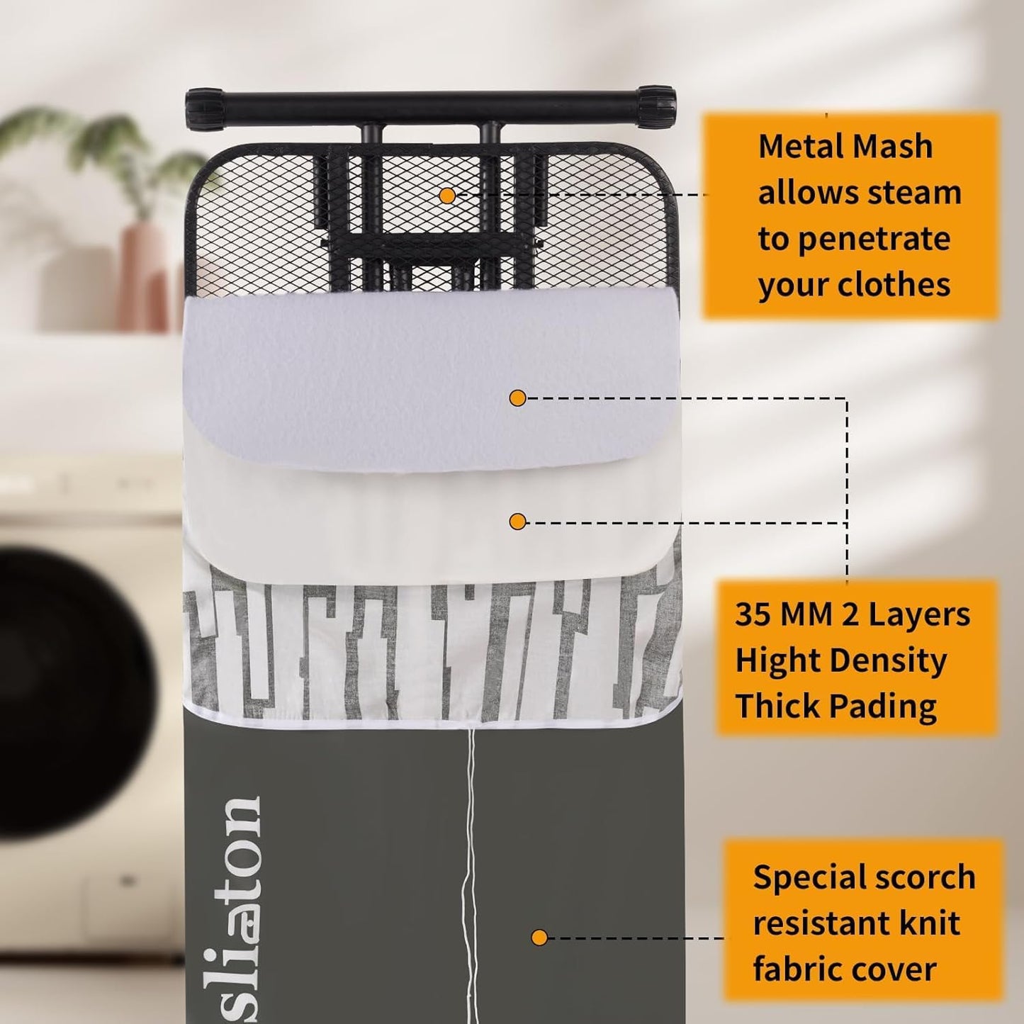 Extra Large Ironing Board with Large Hang Rail in 53" L x 20" W