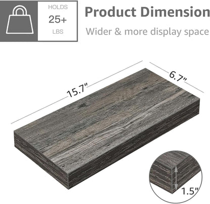 QEEIG Floating Shelves for Wall Bathroom Shelf Bedroom Kitchen Living Room Farmhouse Small Book Shelf 16 inch Set of 4, Grey (015-GY4)