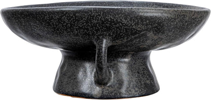 Creative Co-Op Stoneware Bowl with Handle and Base, Black Reactive Glaze