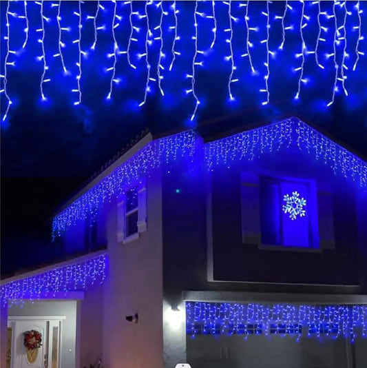 YEGUO 400 LED Blue Icicle Lights Outdoor Waterproof, 33ft 80 Drops Icicle String Lights Connectable, 8 Modes Icicle Christmas Lights with Memory