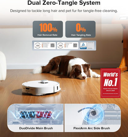 roborock Qrevo Edge Robot Vacuum and Mop, 18,500Pa Suction, Zero-Tangling, AdaptiLift Chassis, Al Obstacle Recognition, Hot Water Mop Washing & Dock Self Cleaning, Corner to Edge Deep Cleaning