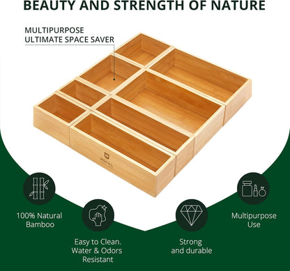 ROYAL CRAFT WOOD Bamboo Jewelry Organizer Box & Chests Set - Versatile Storage Solution for Makeup, Jewelry, and Bathroom Essentials (8 Boxes)