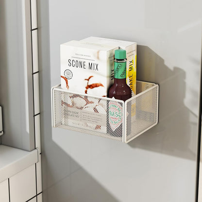 Magnetic Basket Organizer Holder for Fridge Magnetic Storage Bin Box Containers for Refrigerator Whiteboard Classroom (Small, White)