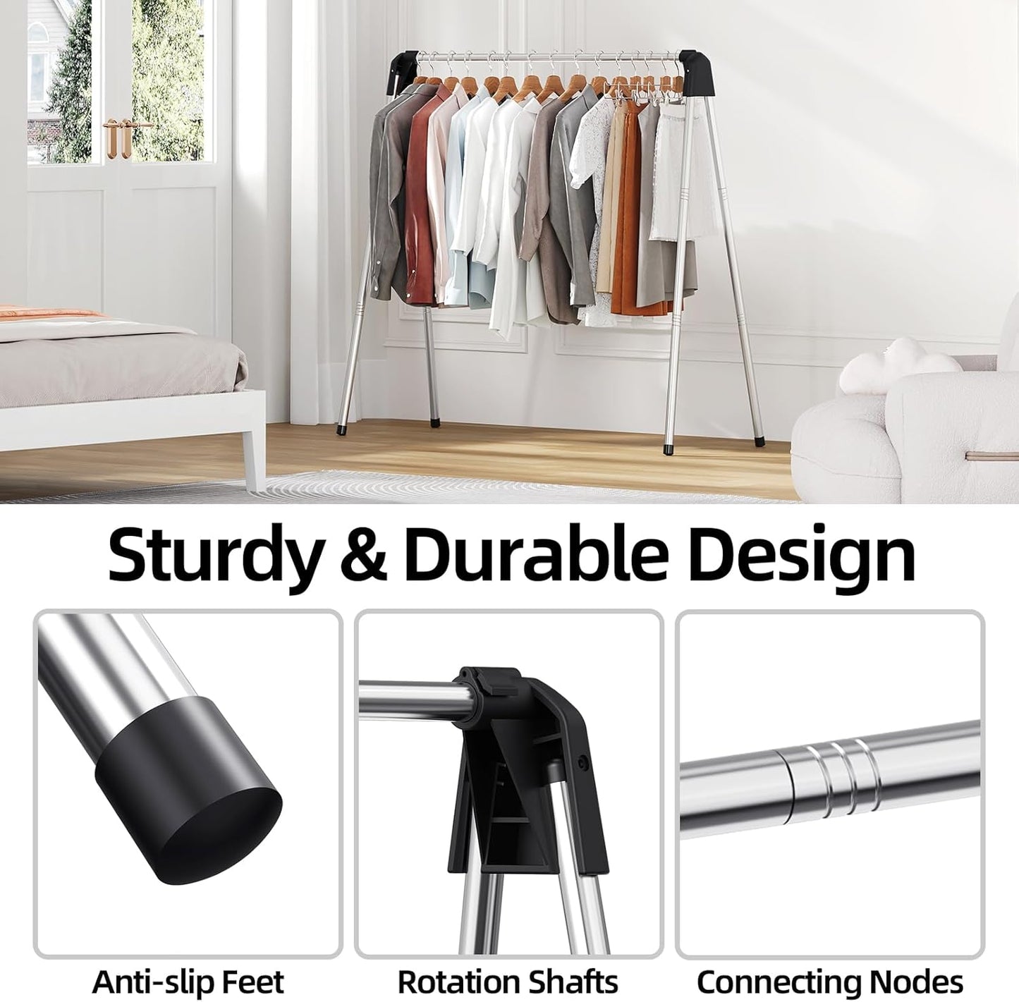 APEXCHASER Clothes Drying Rack Foldable, Stainless Steel Laundry Drying Rack Collapsible, Clothes Hanger for Sweater Baby Clothes Towel for Indoor & Outdoor, Portable Clothes Airer for Travel