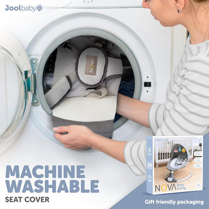 Jool Baby Nova Swing for Newborns - Electric Motorized Infant Swing, Bluetooth Music, 10 Preset Melodies, Remote (Updated Model, Gray)