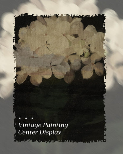 HUARCEY Gold Framed Vintage Wall Art for Living Room, Flowers Painting Canvas Prints Shelf Decor for Kitchen, Aesthetic Bedroom Wall Art, Christmas Gifts for Friends Family (White Hydrangea 12"x16")