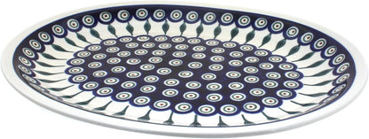 Blue Rose Polish Pottery Peacock Large Serving Platter