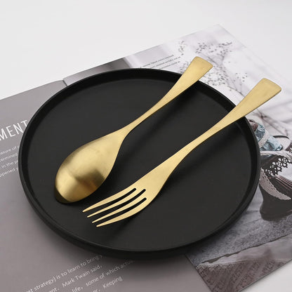 Luxury 18/10 Stainless Steel Matte Champagne gold Flatware Set - Silverware Cutlery Utensil Set Steak Knife Spoon and Fork Knife Serving Set,Service for 1 (6-Piece)