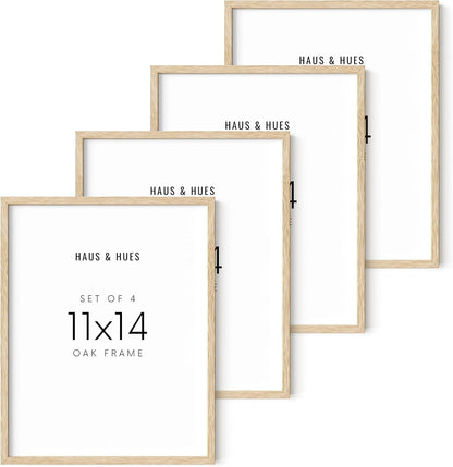 HAUS AND HUES Beige Oak Wood 11x14 Picture Frame, Set of 4, Natural Finish