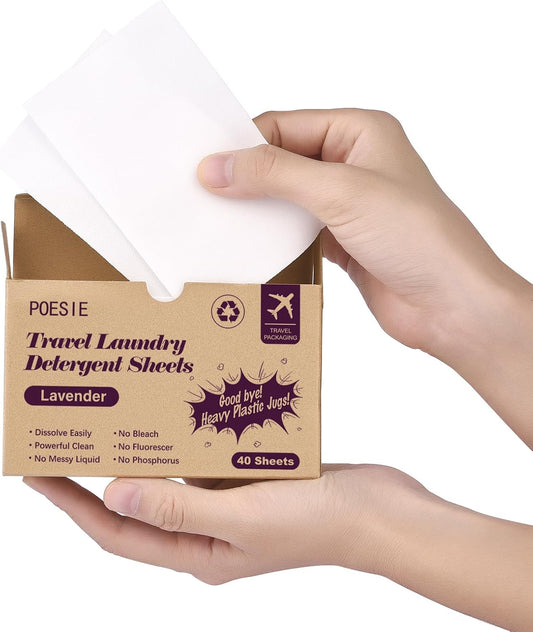 Poesie Travel Laundry Detergent Strips 40 Sheets Liquidless Laundry Soap Sheet for Travel Dorm Home