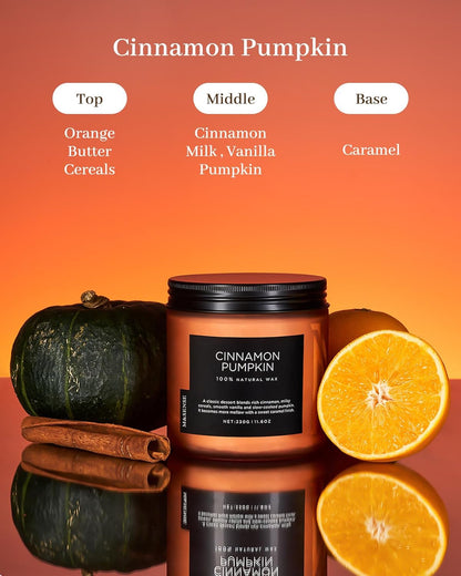 M&SENSE Cinnamon Pumpkin Fall Scented Candles, 11.6oz Soy Natural Candles 70 Hours Long Lasting Slow Burning Halloween Autumn Candle Gifts for Home Decor