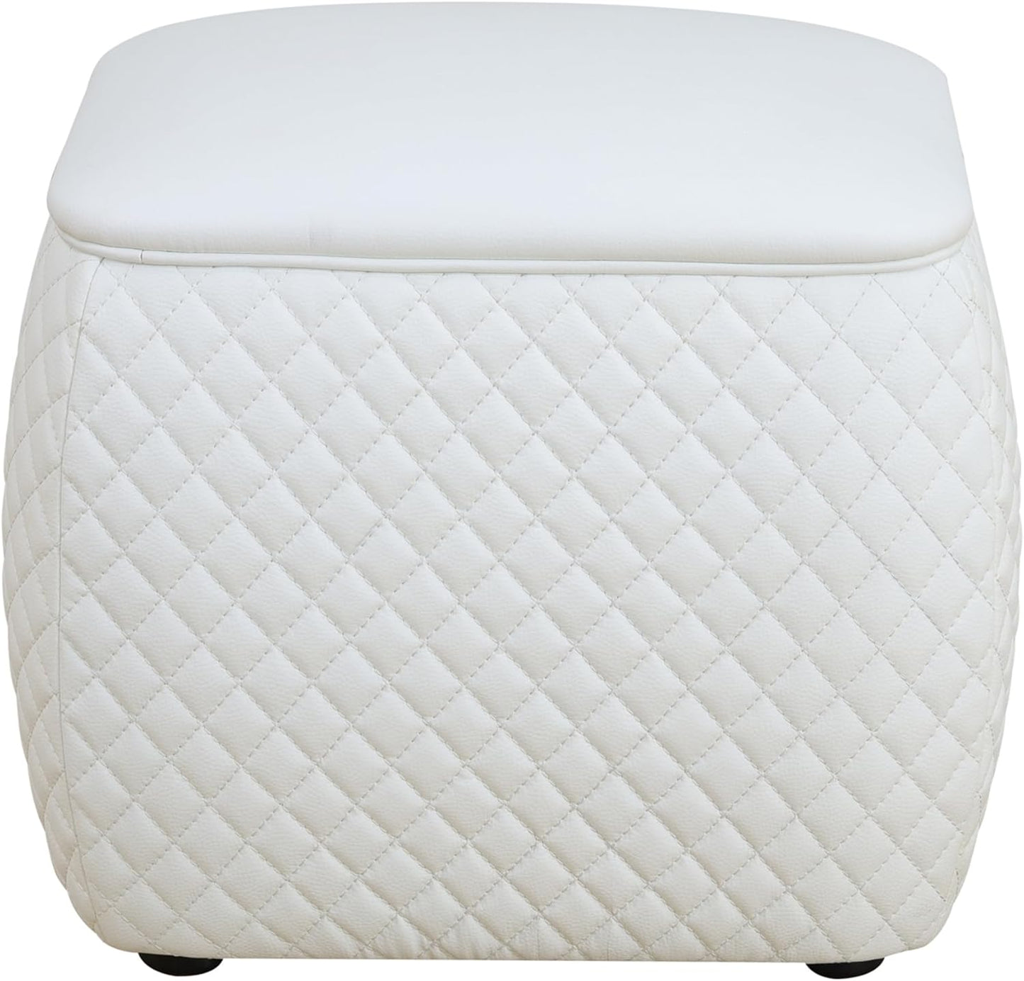 Ottoman Rectangular Storage Ottoman Bench, Faux Leather Footrest, Stool Footstool for Living Room, Bedroom, Entryway, White, 19.5"x15.5"x18"