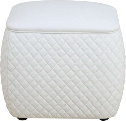 Ottoman Rectangular Storage Ottoman Bench, Faux Leather Footrest, Stool Footstool for Living Room, Bedroom, Entryway, White, 19.5"x15.5"x18"