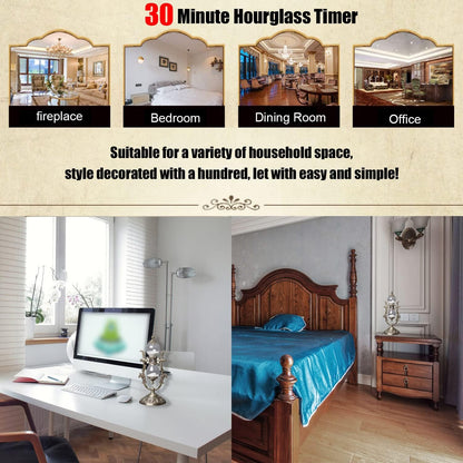 Sand Timer 30 Minutes,Sanduhr Deko,Hour Glass,Metal Vintage Hourglass,for Home Decoration Office Desk Wedding Party Decor Kitchen Timer (White Sand)