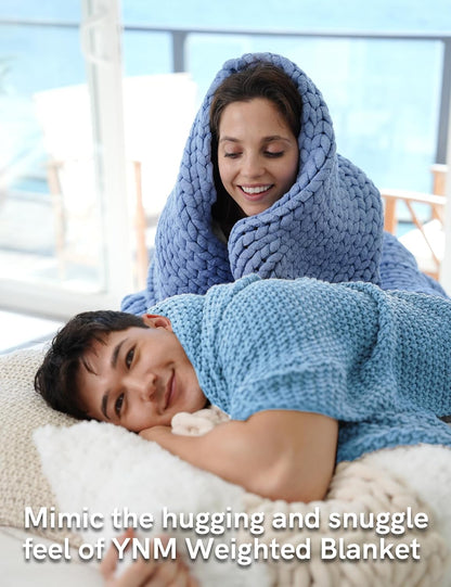 YnM Chunky Cotton Knit Throw Blanket, Cable Knit Throws for Bed Couch Sofa, Comfy & Relaxing, Decorative Piece for Farmhouse Modern Boho Rustic Scandinavian Chic Vibe, Aqua Blue 50x60 Inches