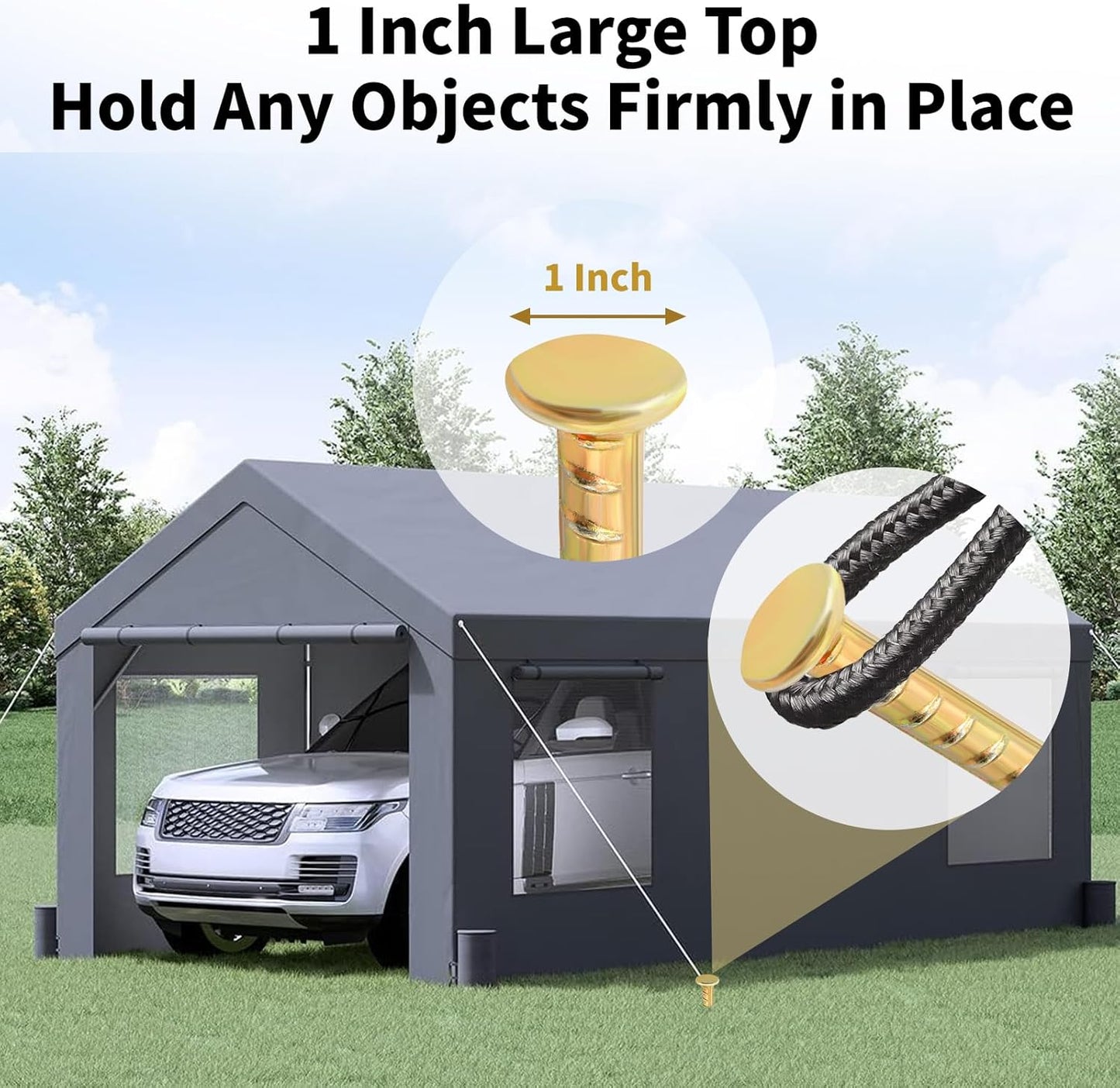 16 Inch Rebar Stakes 1/2 Inch Diameter Galvanized Steel Ground Anchors Heavy Duty Anchoring Spikes for Speed Bump, Parking Curb and Tent (10 Pack)