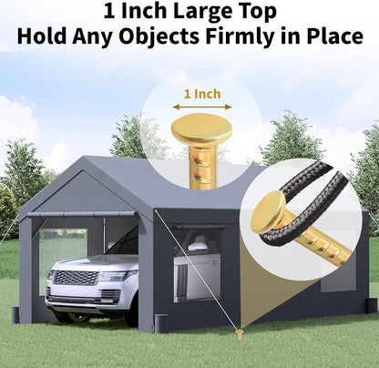 16 Inch Rebar Stakes 1/2 Inch Diameter Galvanized Steel Ground Anchors Heavy Duty Anchoring Spikes for Speed Bump, Parking Curb and Tent (10 Pack)