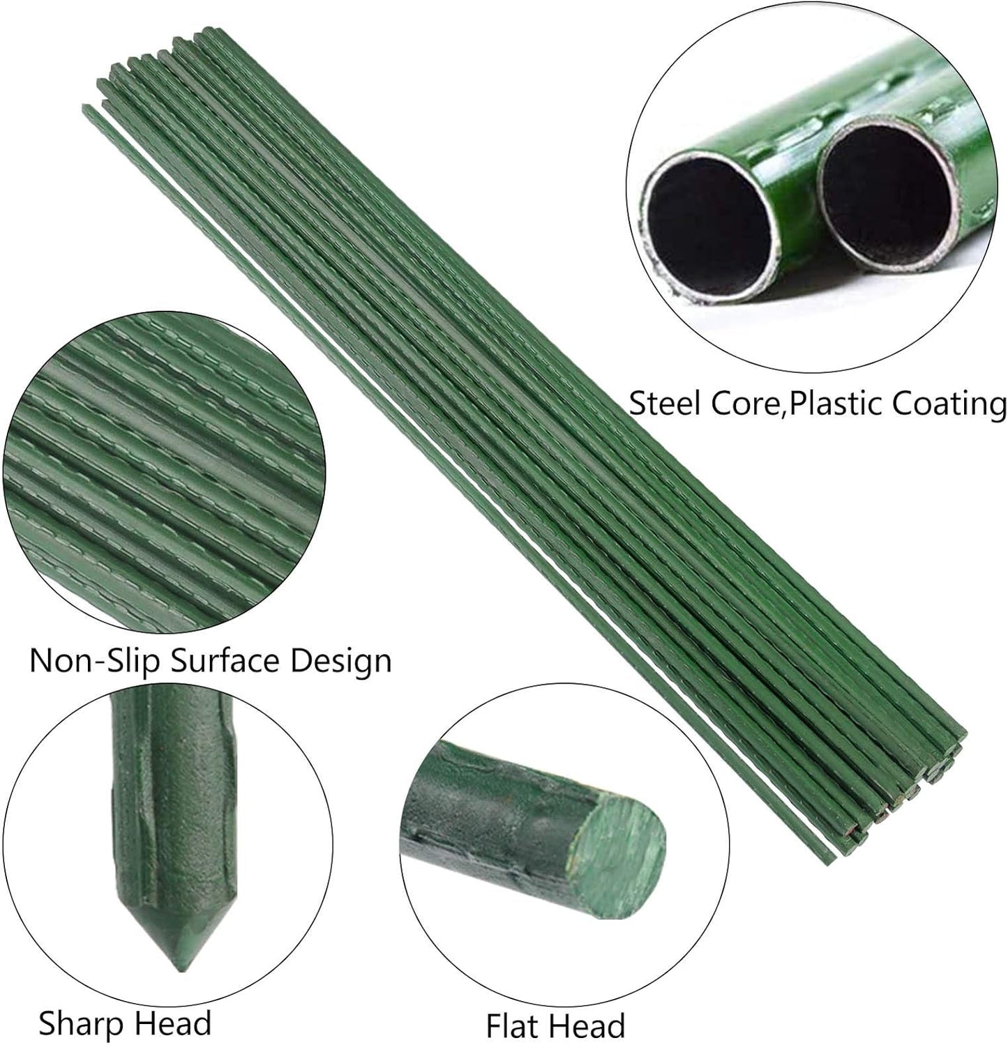 Garden Plant Stakes 24 Inch 2Ft Steel Plant Stick Support, 25 Pack Tomato Stakes for Growing Climbing Plants