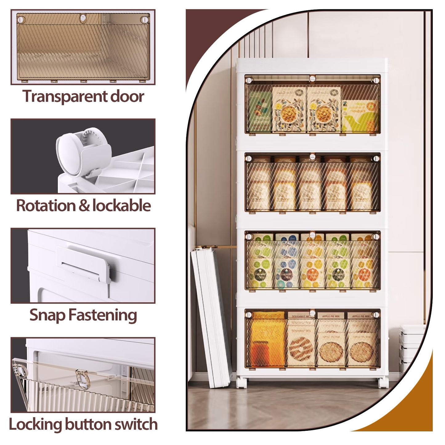 QudraKast 4-Tier Stackable Plastic Storage Bins - 37QT Stackable Storage Bins - Closet Organization
