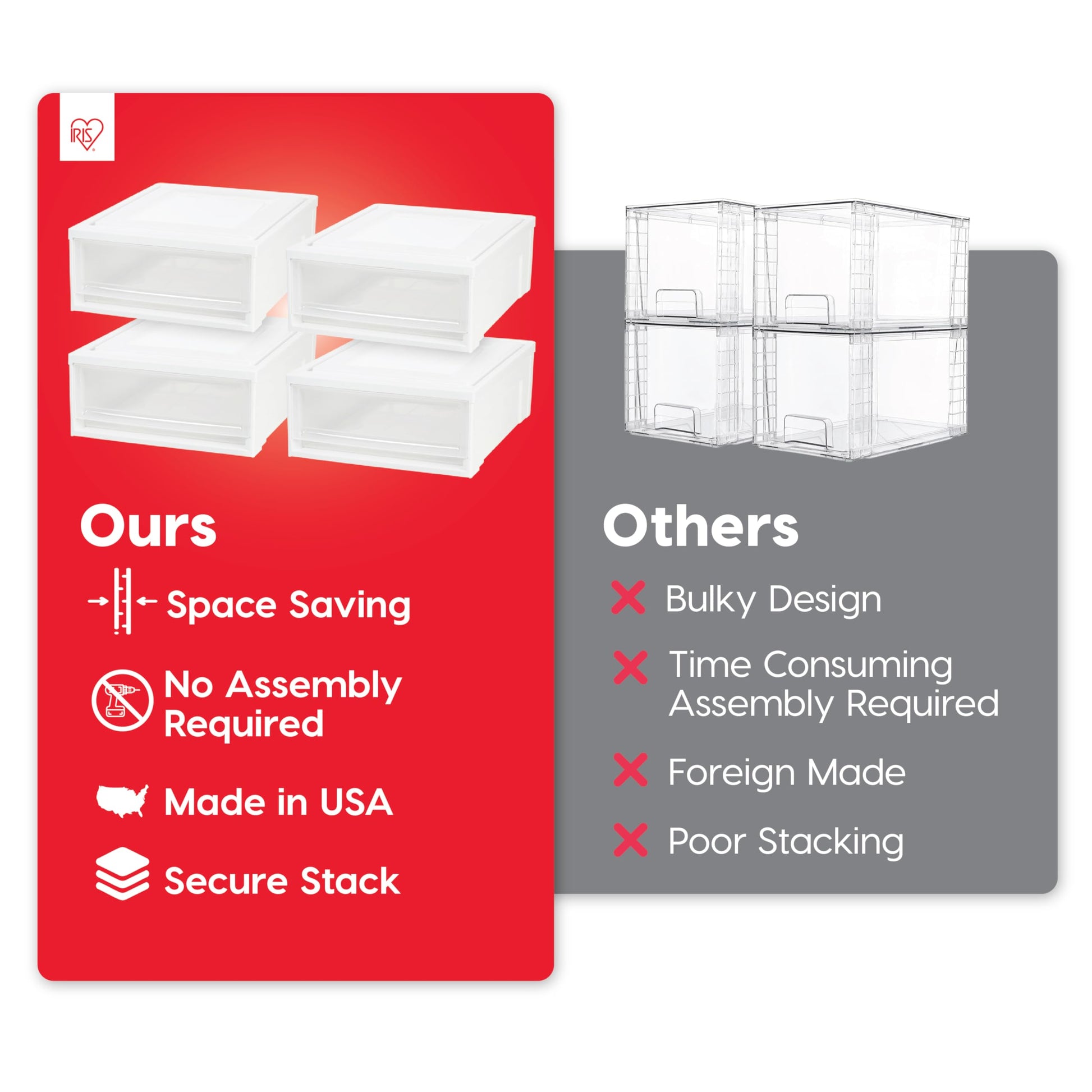 IRIS USA 4-Pack, 22 Qt. Under Bed Storage Drawer Organizer, White