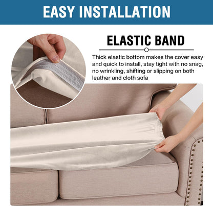 H.VERSAILTEX Velvet Stretch Individual Couch Cushion Cover Plush Cushion Slipcover for Loveseat Sofa Cushion Furniture Protector Seat Cushion Sofa Cover (1 Piece Sofa Cushion Cover, Ivory)