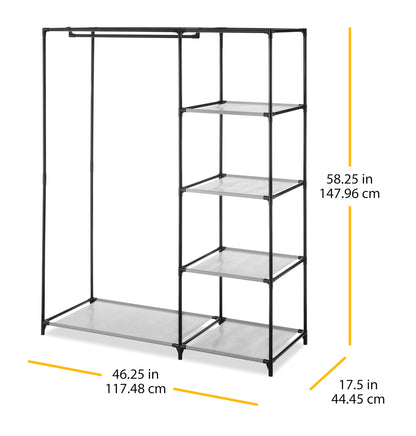 Whitmor Spacemaker 5 Tier Wardrobe Closet, Freestanding Storage System with Garment Rod, Space