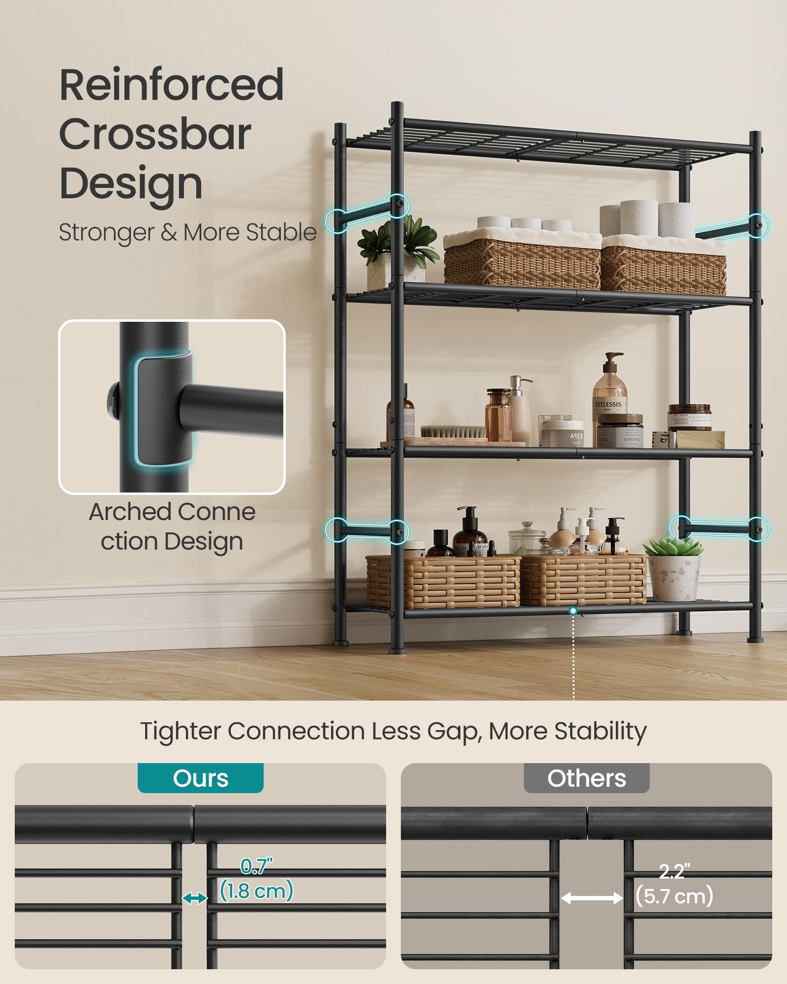 SONGMICS 4-Tier Storage Shelves, Steel Wire Shelving Unit, Easy Assembly Organizer Rack, 31.5 x