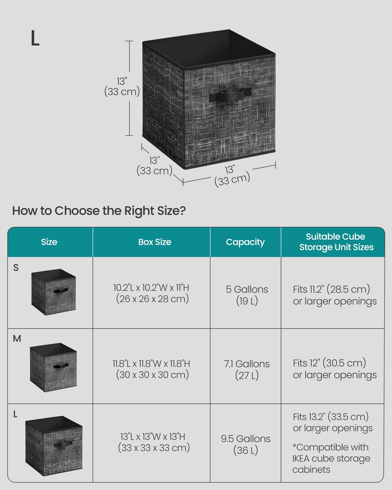 SONGMICS Storage Cubes, Set of 10, 13-Inch Foldable Closet Organizers