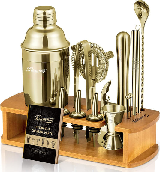 KITESSENSU Cocktail Shaker Set Bartender Kit with Stand | Bar Set Drink Mixer Set with All