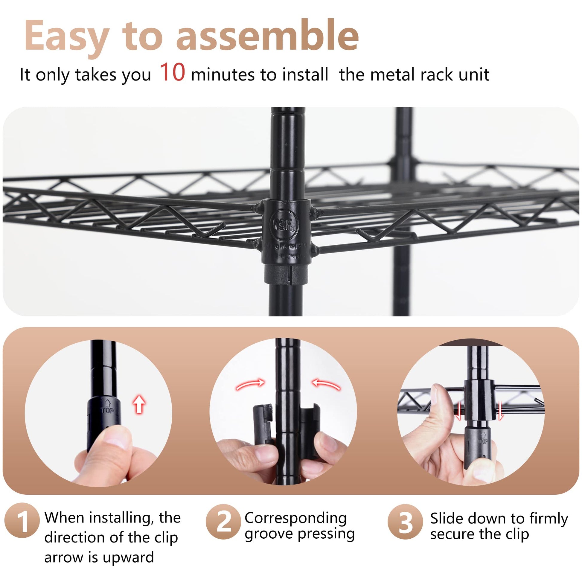 FDW 6 Tier Wire Shelving Units Adjustable Metal Storage Rack 23L x 13W x 59H NSF Pantry Shelves