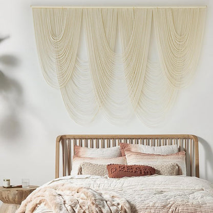 Macrame Wall Hanging Large Macrame Wall Decor Yarn Art 57" W x 41" L For Headboard Bedroom Living Room Craftsmanship Fiber Home Art