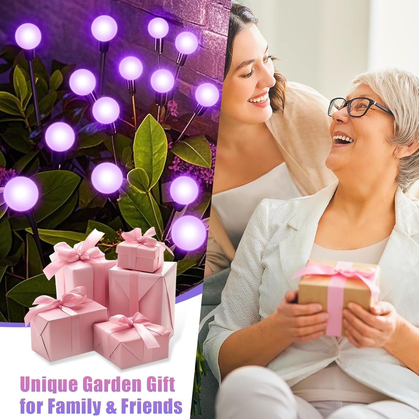 Solar Garden Lights Outdoor, Waterproof Solar Powered Lights for Yard Pathway Patio, Swaying Lawn Decor as Gardening Gifts for Women Holiday (Purple, 6 Pack 36 LED)