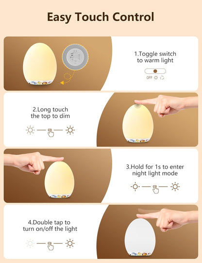 MediAcous Night Light for Kids & Babies - 7 Color LED Touch Lamp with Stepless Dimming for Nursery & Bedroom