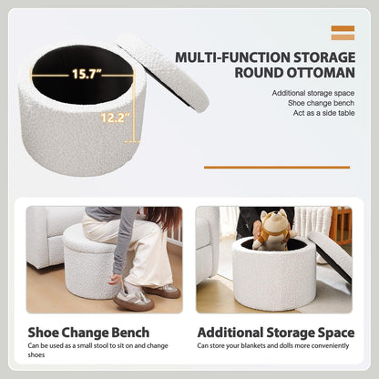 Power Recliner Chair Swivel Glider, Large Rocker Recliner with Ottoman & USB Charging Port, Boucle Upholstered Swivel Rocker Glider Recliner for Nursery,Bedroom,Living Room, Cream