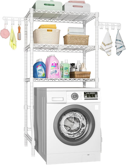Ulif U8 Laundry Room Storage Organizer, Over The Washer and Dryer Storage Shelves for Laundry Organization, 35”W x 17.3”D x 76.2”H, Suit Washing Machine Width Within 32.6”, Hold 304 lb, White