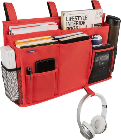 Surblue Caddy Hanging Organizer Bedside Storage Bag for Bunk and Hospital Beds, Red, L