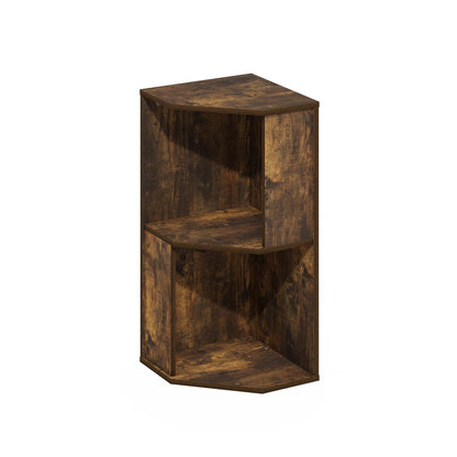 Furinno ECON Corner Shelf, 2-Tier Corner Book Shelf, Standing Storage Shelves, Cube Display Rack