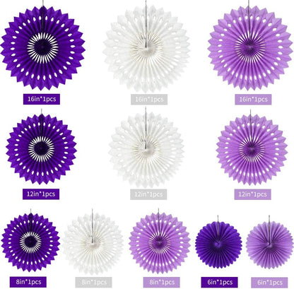 BEISHIDA Lavender Purple White Tissue Hanging Honeycomb Round Paper Fans Decoration Set for Birthday Baby Shower Bachelorette Wedding Photo Booth Backdrops Anniversary Paper Party Supplies（11 Packs）