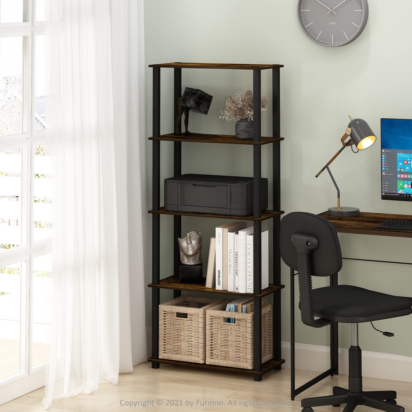 Furinno Turn-N-Tube 5-Tier Multipurpose Shelf / Display Rack / Storage Shelf / Bookshelf, Square